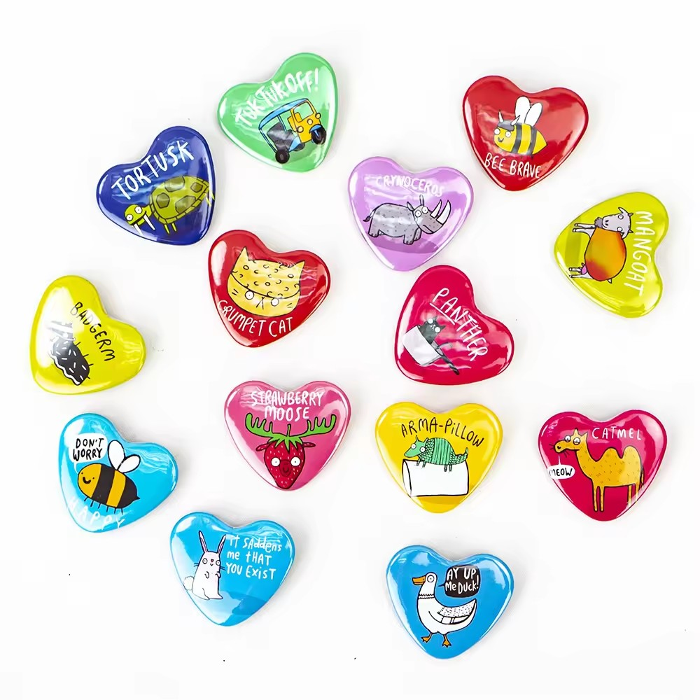 Heart Custom Premium Hardcover Photo Pin Badge or Your Design | 2.24 x 2.05 inch (57x52mm)