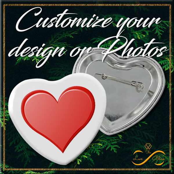 Heart Custom Premium Hardcover Photo Pin Badge or Your Design | 2.24 x 2.05 inch (57x52mm)