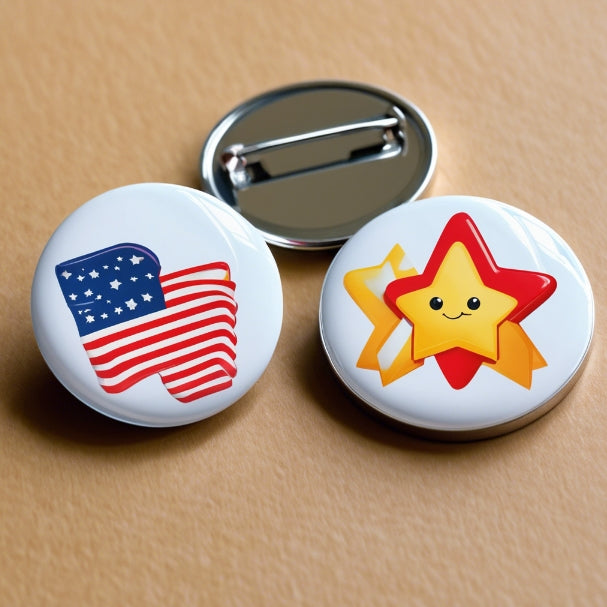 Custom Round Pinback Button Badge 1 inch, 1.25 inch, 1.5 inch, 1.75 inch, 2 inch, 2.2 inch, 2.28 inch, 3 inch, 4 inch (METAL BACK)