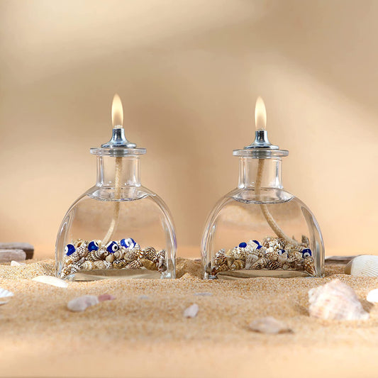 The Lux Bliss Seashell Decorative Oil Lamp Candle Set 2