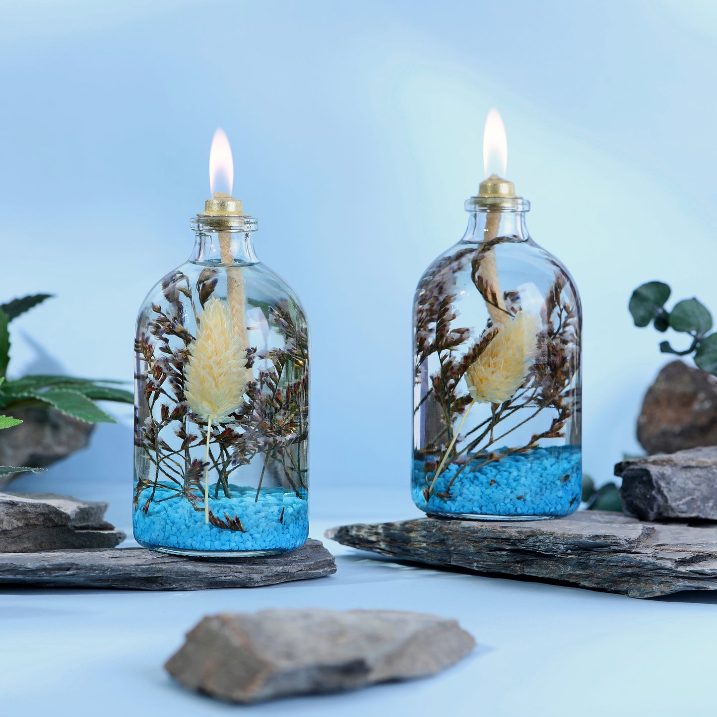 The Lux Bliss Blue Decorative Oil Lamp Candle Set of 2 x 100 ml (2 x 3.38 Ounce)