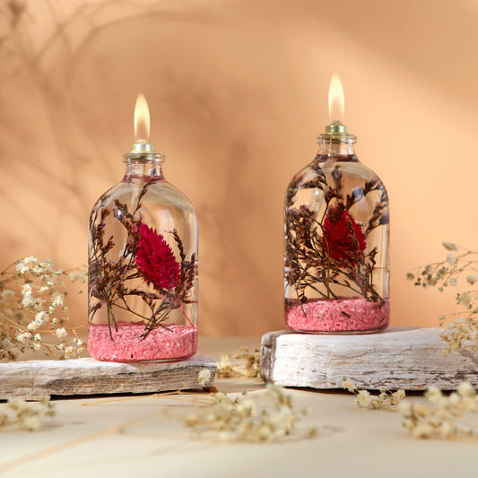 The Lux Bliss Pink Decorative Oil Lamp Candle Set of 2 x 100 ml (2 x 3.38 Ounce)