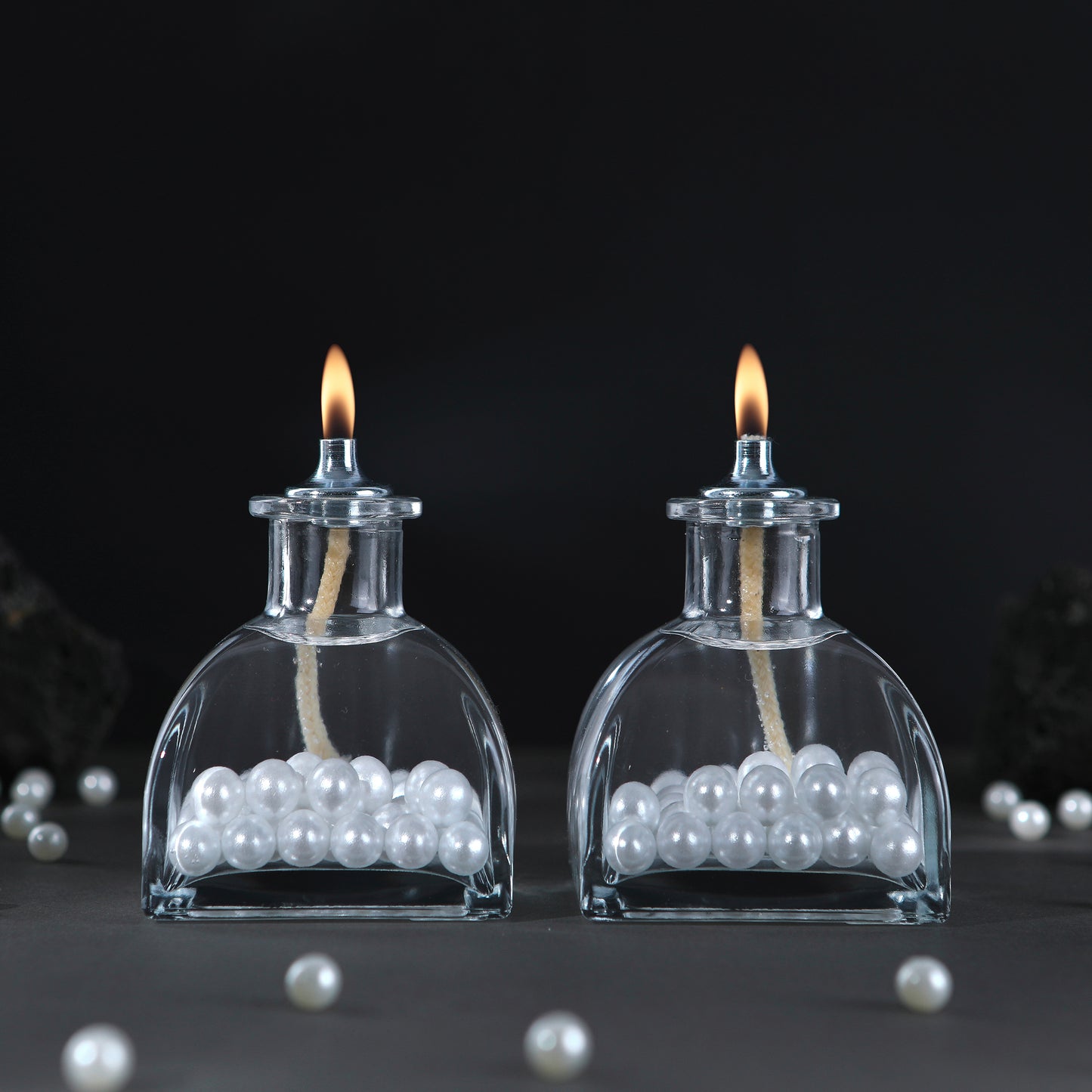 The Lux Bliss Pearl Decorative Oil Lamp Candle Set of 2 x 100 ml (2 x 3.38 Ounce)