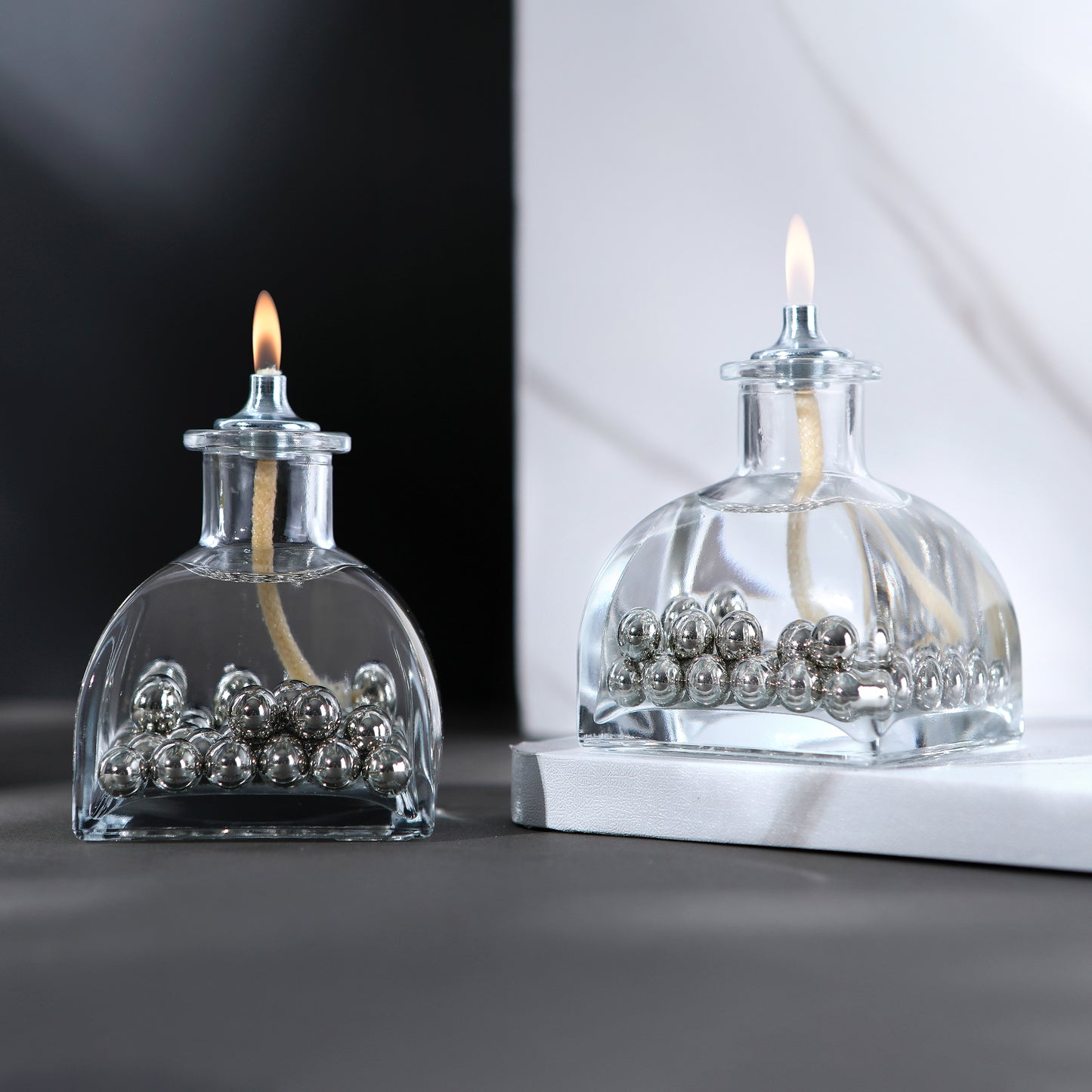 The Lux Bliss Pearl Decorative Oil Lamp Candle Set of 2 x 100 ml (2 x 3.38 Ounce)