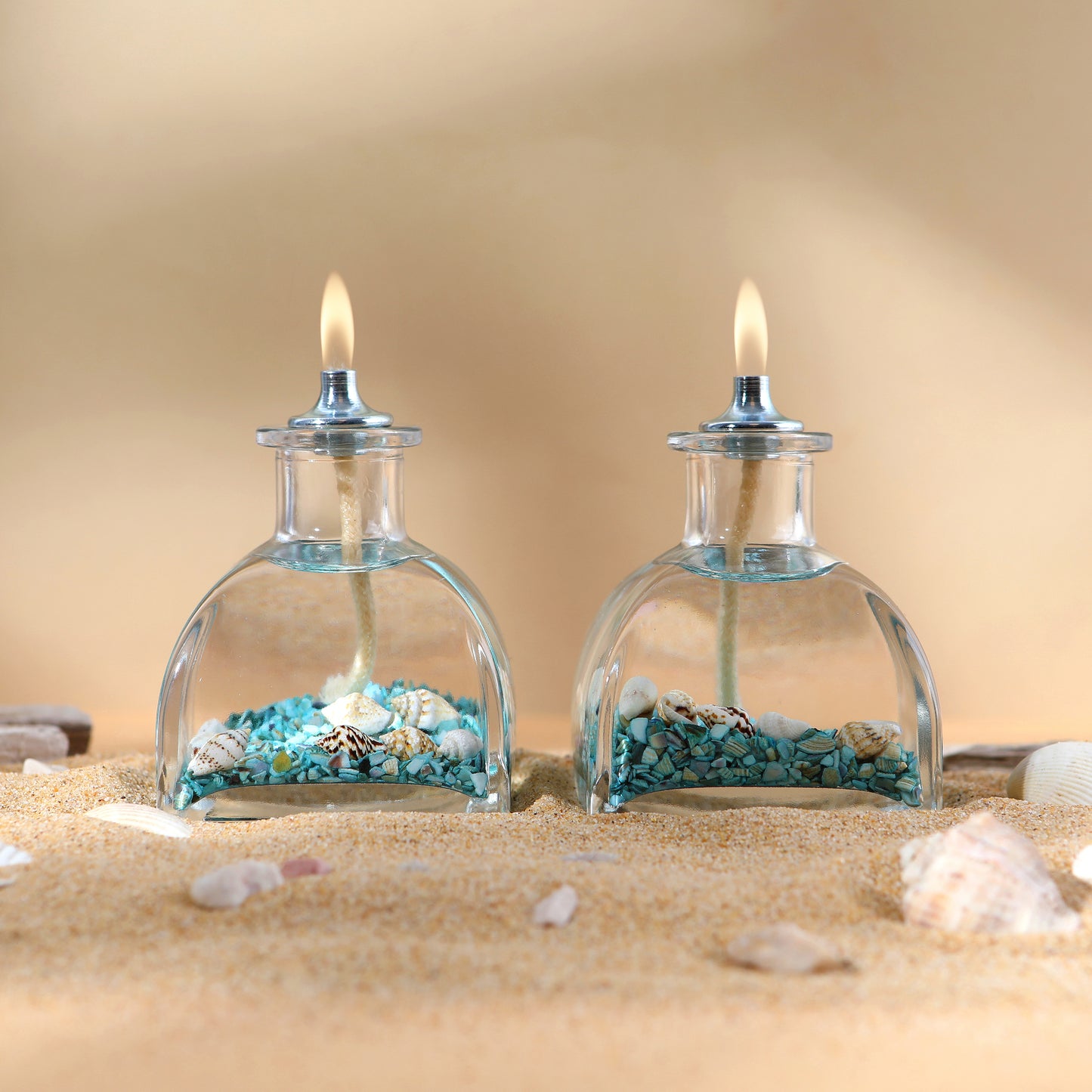 The Lux Bliss Ocean Pyramid Decorative Oil Lamp Candle Set of 2 x 100 ml (2 x 3.38 Ounce)