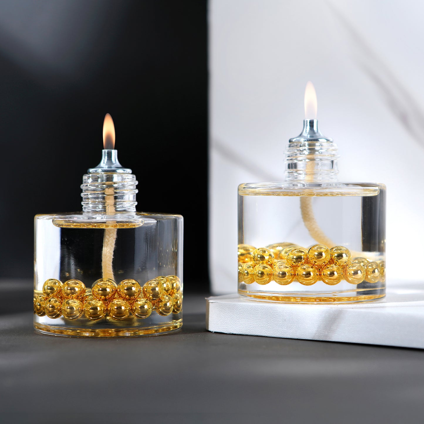 The Lux Bliss Pearl Cylinder Decorative Oil Lamp Candle Set of 2 x 120 ml (2 x 4.06 Ounce)