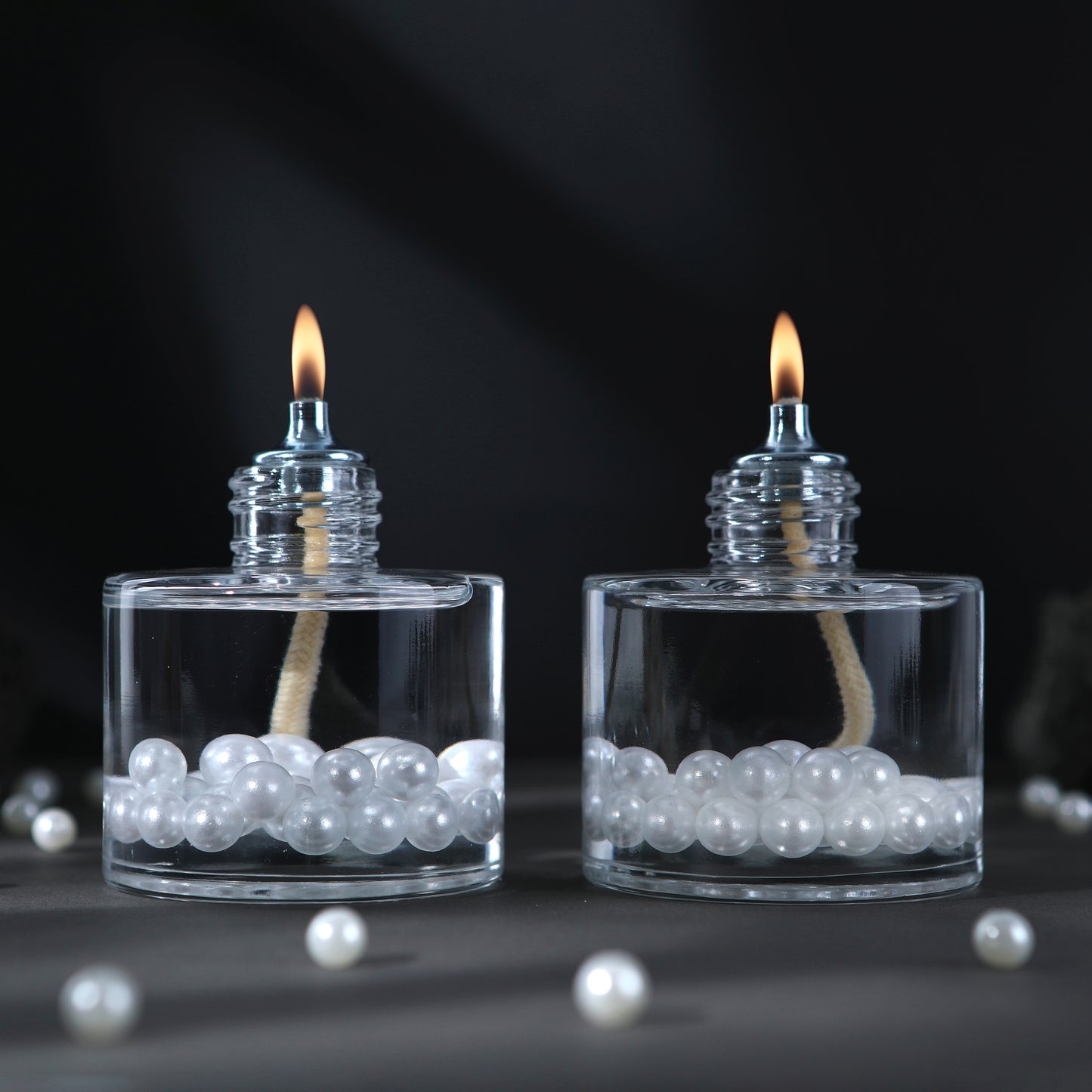 The Lux Bliss Pearl Cylinder Decorative Oil Lamp Candle Set of 2 x 120 ml (2 x 4.06 Ounce)