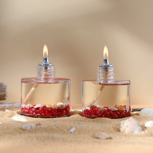 The Lux Bliss Ocean Cylinder Decorative Oil Lamp Candle Set of 2 x 120 ml (2 x 4.06 Ounce)