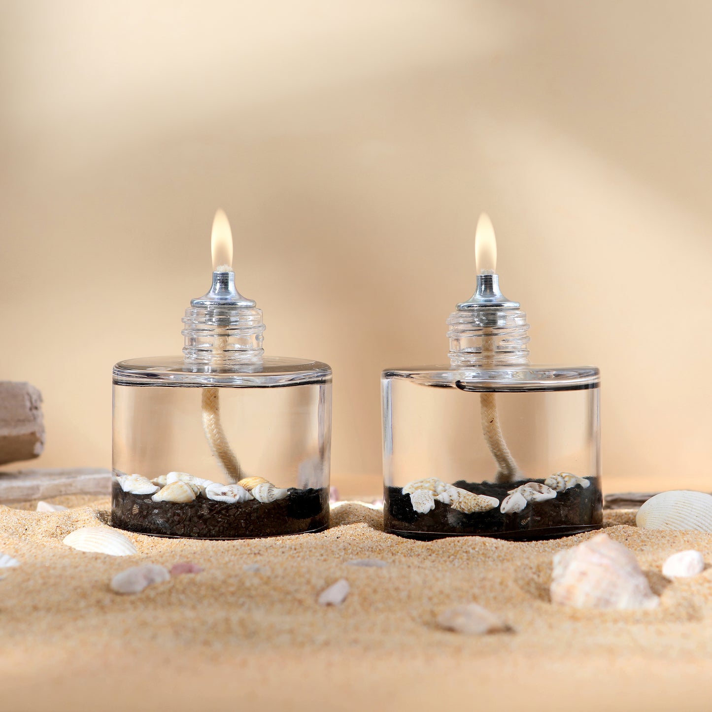 The Lux Bliss Ocean Cylinder Decorative Oil Lamp Candle Set of 2 x 120 ml (2 x 4.06 Ounce)