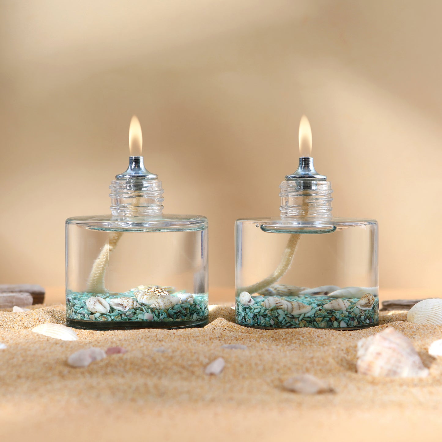 The Lux Bliss Ocean Cylinder Decorative Oil Lamp Candle Set of 2 x 120 ml (2 x 4.06 Ounce)